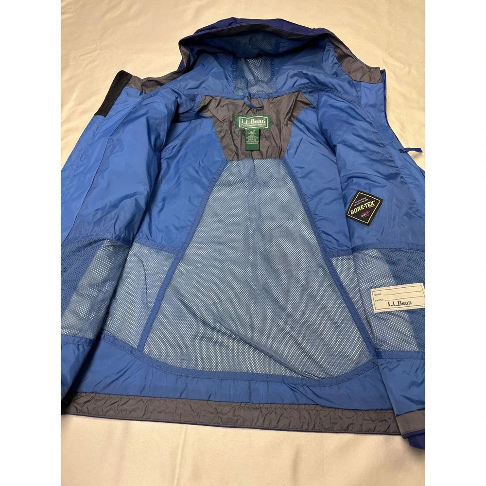 LL‎ Bean Gore Tex Kids XL 18 Blue Navy Hooded Waterproof Rain Jacket